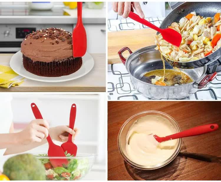 NNEDSZ 6-Piece Silicone Kitchen Utensil Set - Heat Resistant Baking Tools with Spatulas, Spoon, and Brush (Green)(2 set/12PCS)