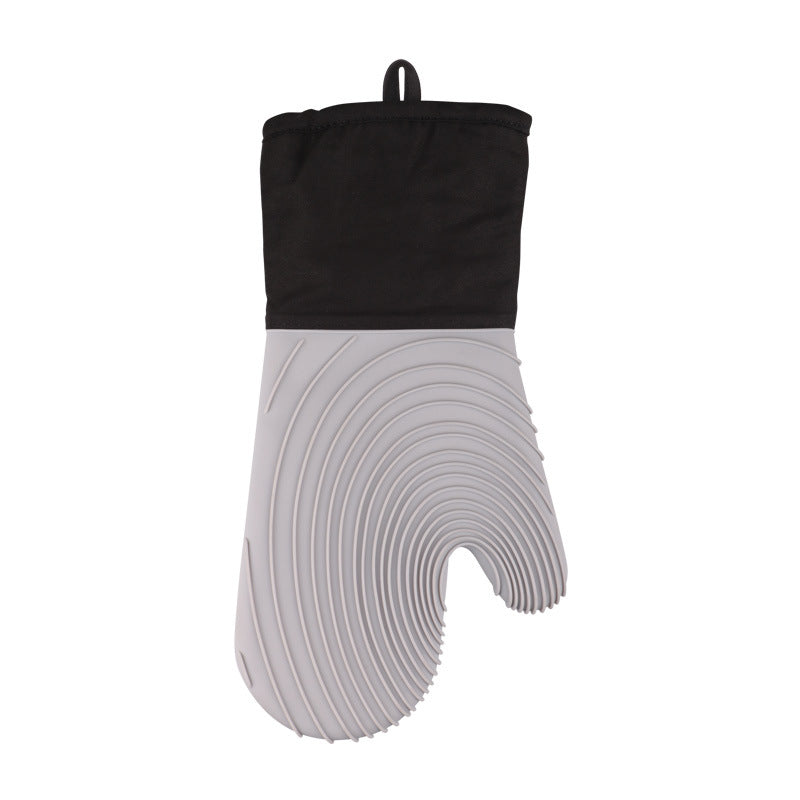 NNEDSZ Gray Spiral Pattern Silicone Oven Mitts - Heat Resistant and Non-Slip Design (1 Pair/2 PCS)