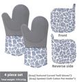 NNEDSZ Grey 4-Piece Set Heat Resistant Silicone Kitchen Gloves Set - 4-Piece Set with Oven Mitts & Pot Holders for Safe Cooking & Baking