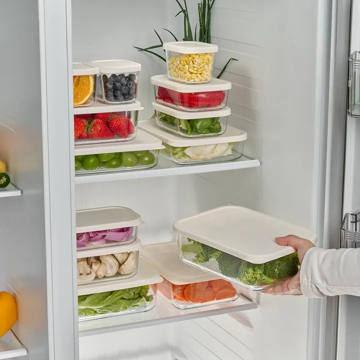 Container Culture 8-Piece Airtight Glass Food Storage Containers with Lids, 4 x 57.5oz - Vanilla Mist