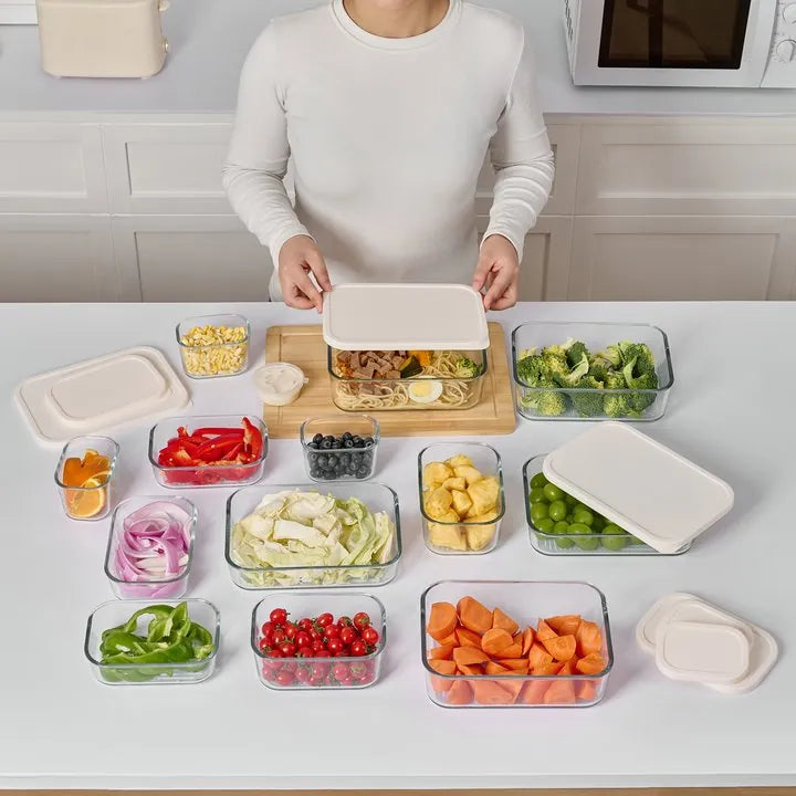 Container Culture 8-Piece Airtight Glass Food Storage Containers with Lids, 4 x 57.5oz - Vanilla Mist