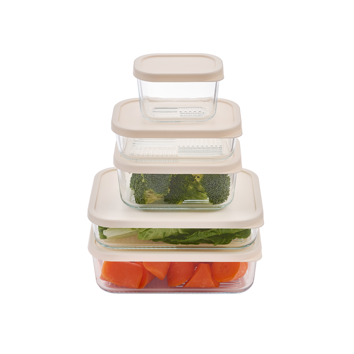 Container Culture 4-Piece Airtight Glass Food Storage Containers with Lids, 2 x 57.5oz - Vanilla Mist