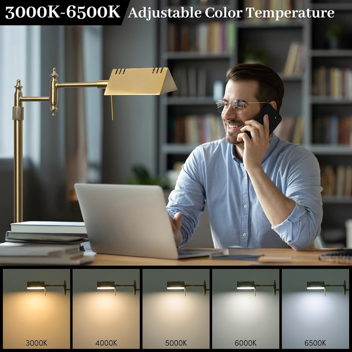 Dimmable LED Pharmacy Floor Lamp Height Adjustable