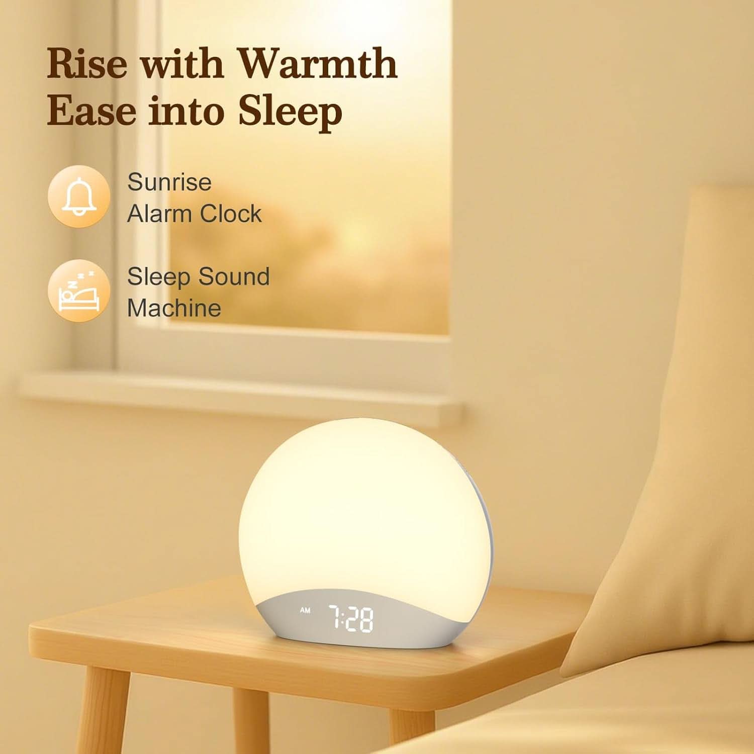 Sunrise Alarm Clock With Dimmable Night Light And White Noise