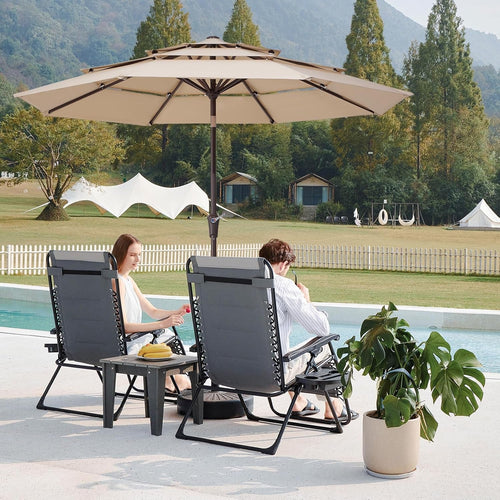 Beige 9Ft AllWeatherUVProtectiveCoated Patio Umbrella