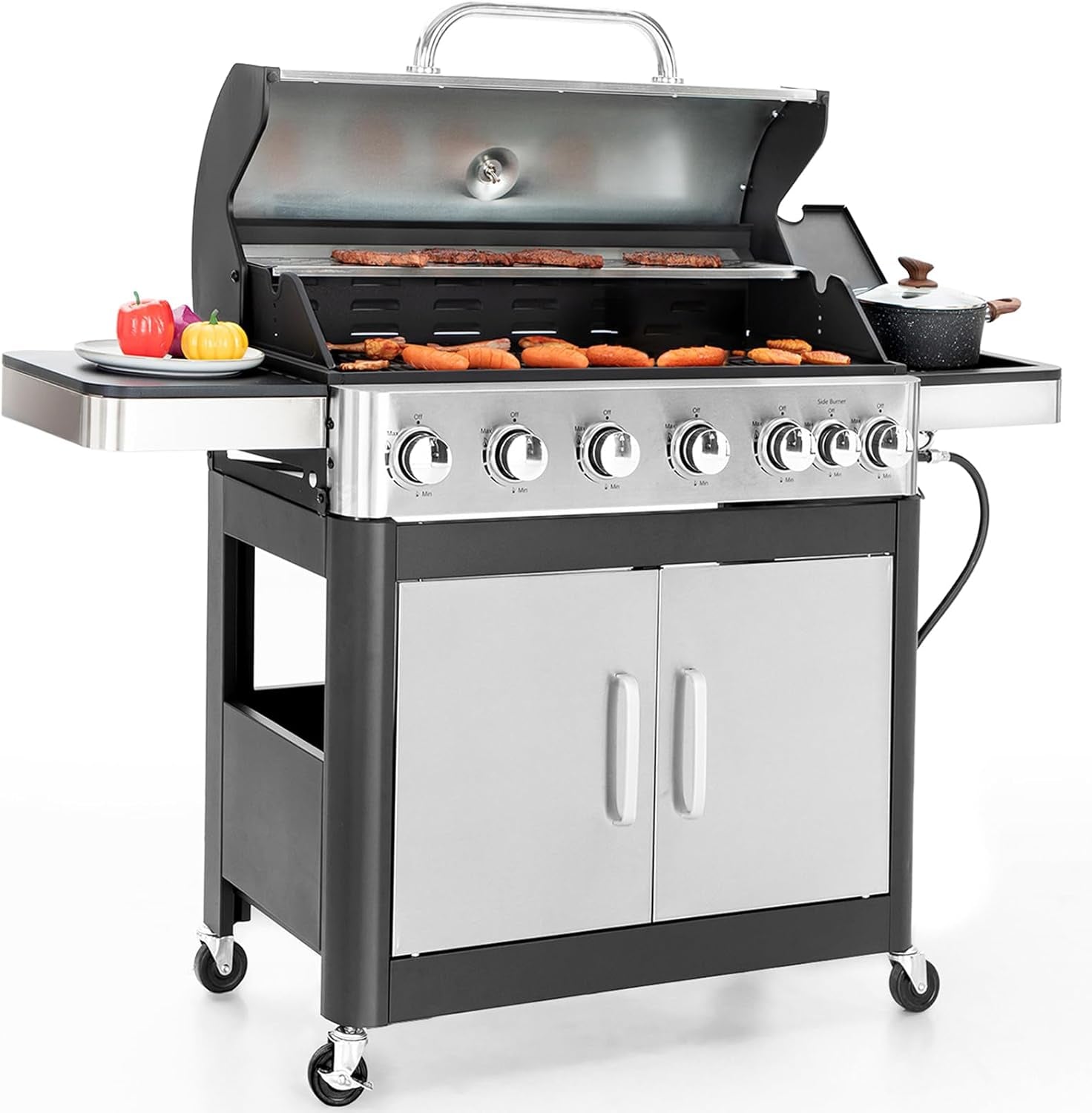 Six Burner Propane Grill Porcelain Enamel CastIron