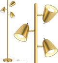 Industrial Brushed Gold Tree Floor Lamp Adjustable