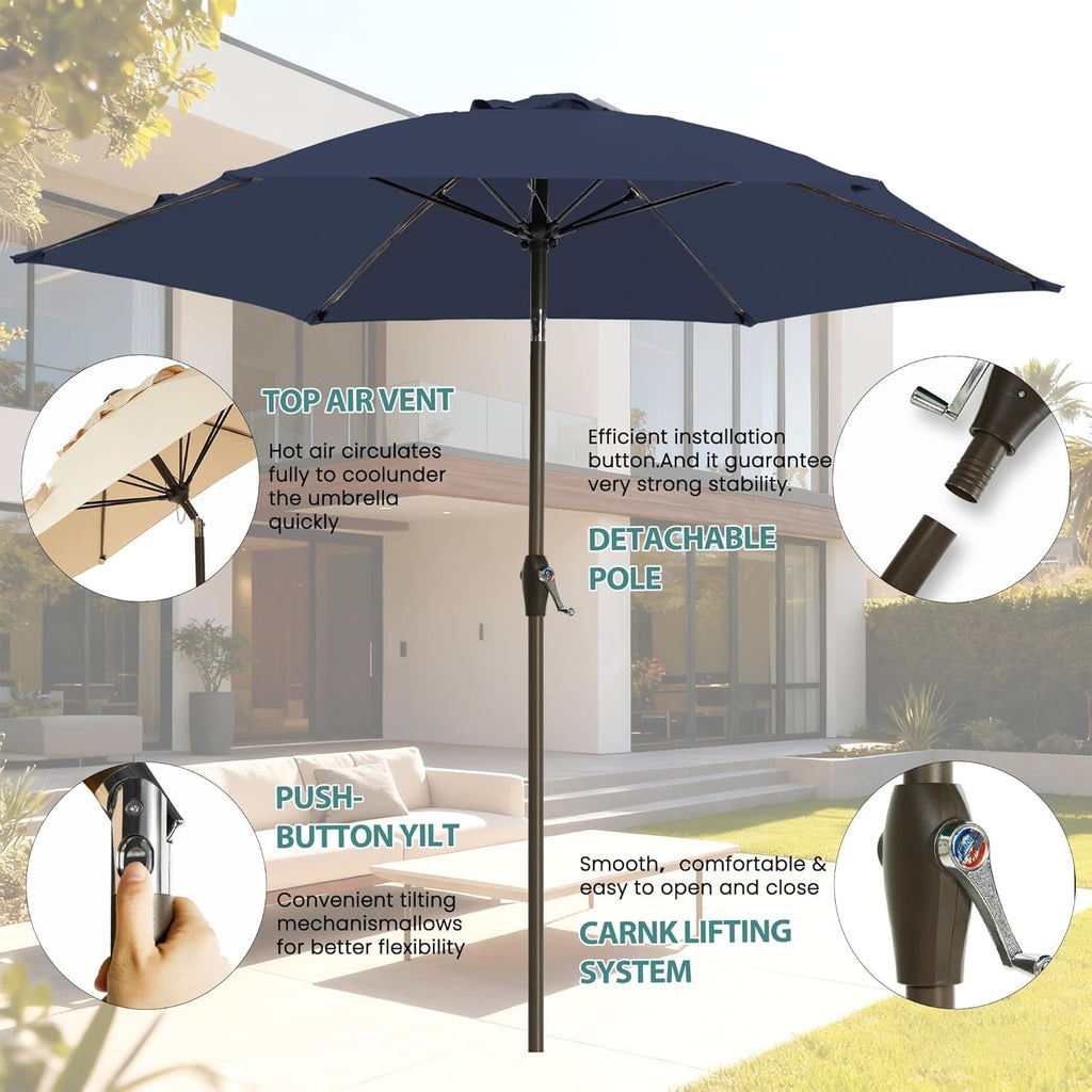 SevenPointFiveFt Outdoor Patio Umbrella Crank Tilt