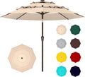9 Ft Patio Umbrella Beige WeatherproofAllSeasonFabricUVCoated
