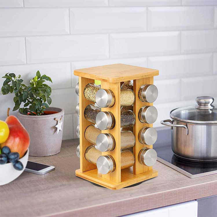 Bamboo spice rack, 16 pcs
