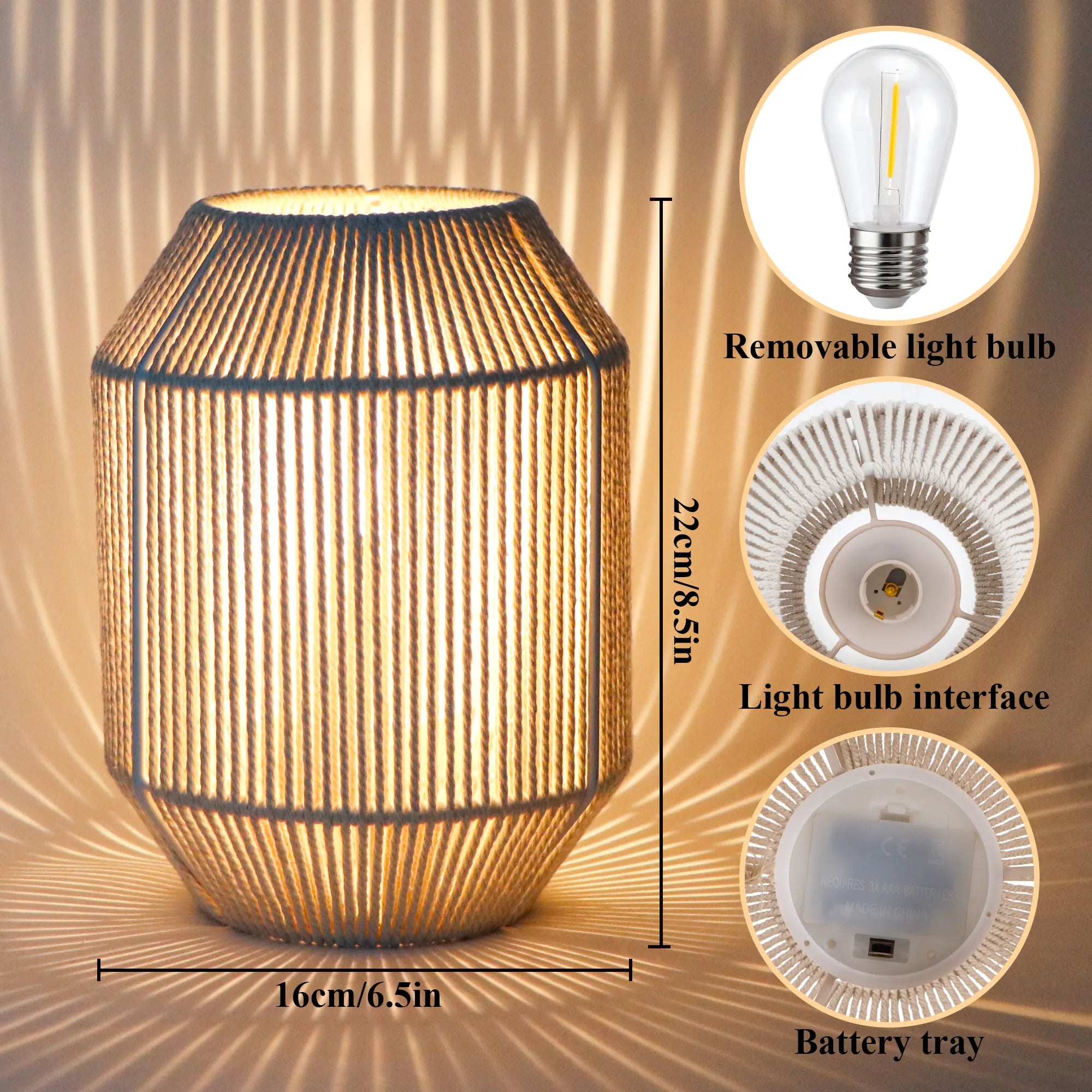 Set of 2 Woven Lamp shade Table Lamps