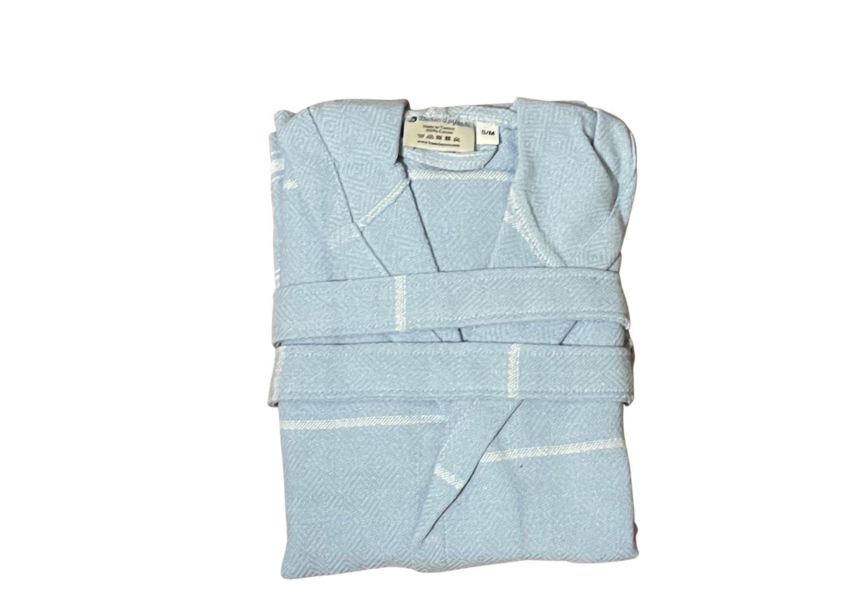 Del Mar Navy Turkish Towel Terry Bathrobe – 100% Turkish Cotton Hooded Unisex Spa Robe (S/M, L/XL)