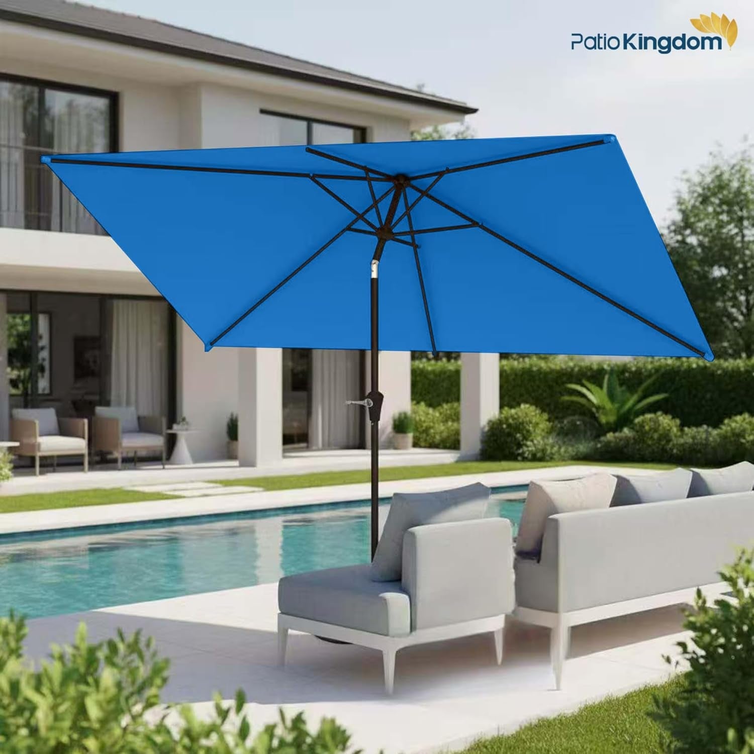 SixPointFiveByTenFeet Rectangular Patio Umbrella TiltUVProtection