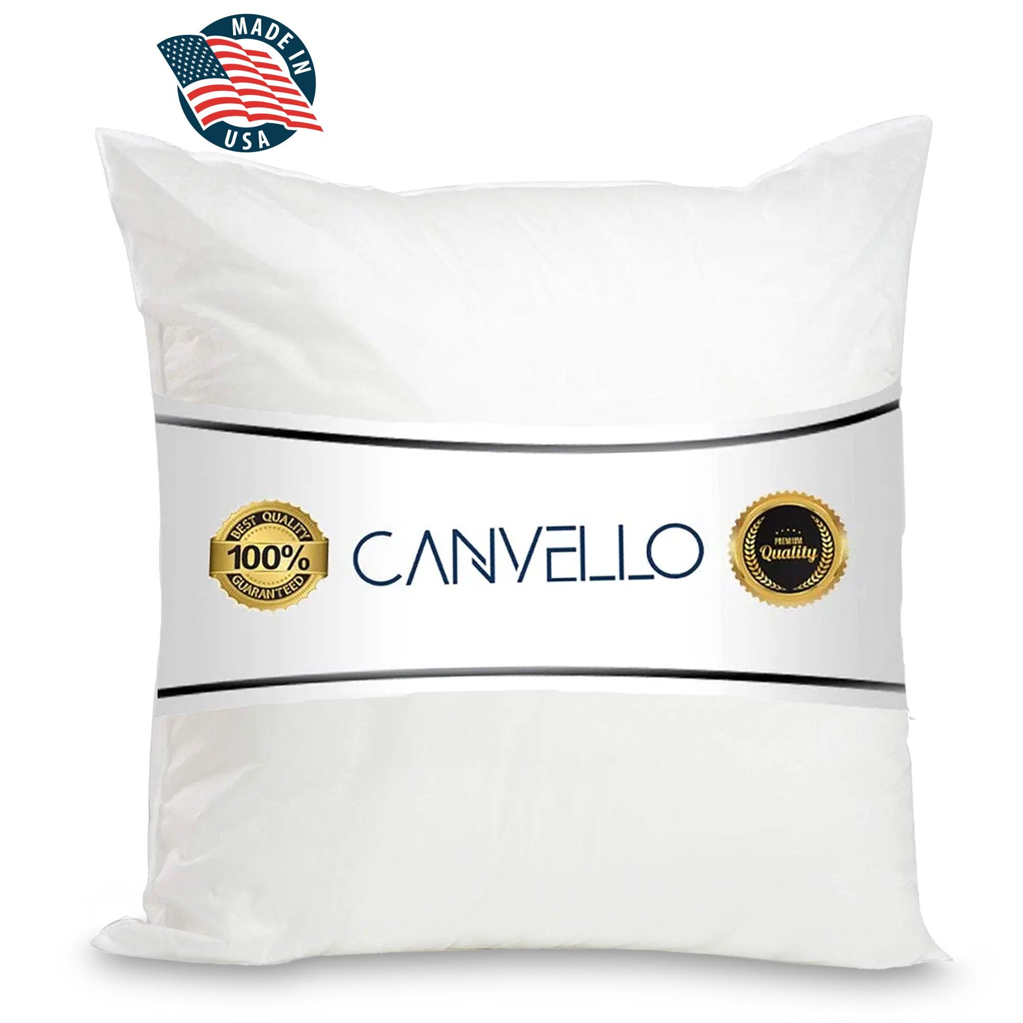 Canvello Decorative Pillow inserts , Throw Pillow Insert Down-Feather fill for extra fluff with 233 thread count-100% cotton cover- Quality Checked in U.S.A