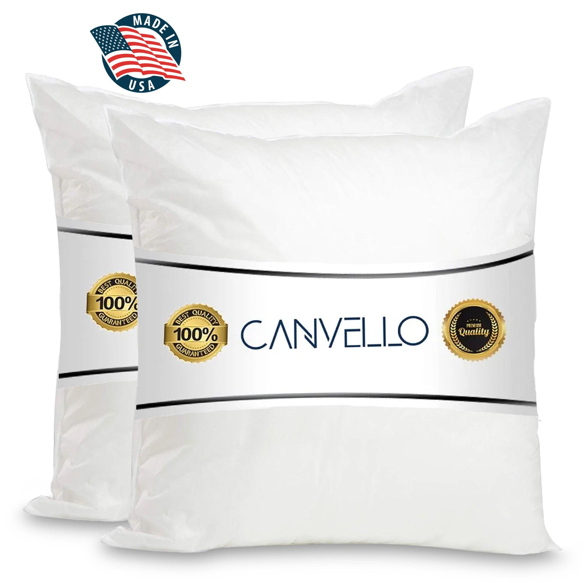 Canvello Decorative Pillow inserts , Throw Pillow Insert Down-Feather fill for extra fluff with 233 thread count-100% cotton cover- Quality Checked in U.S.A