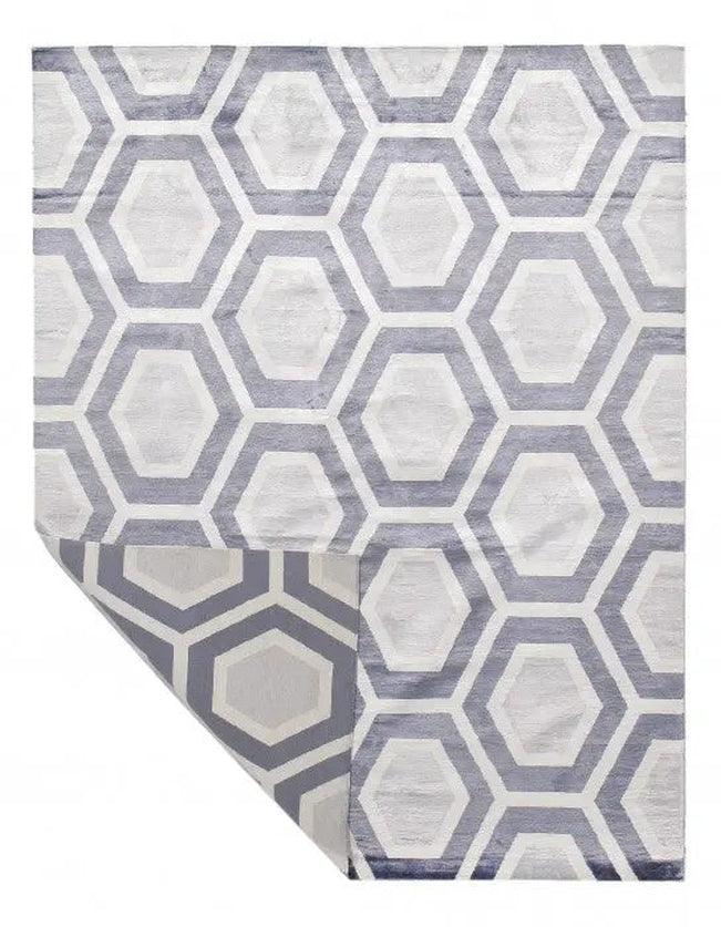 Canvello Gray Color Fine Hand Knotted Modern Rug - 9' X 12'