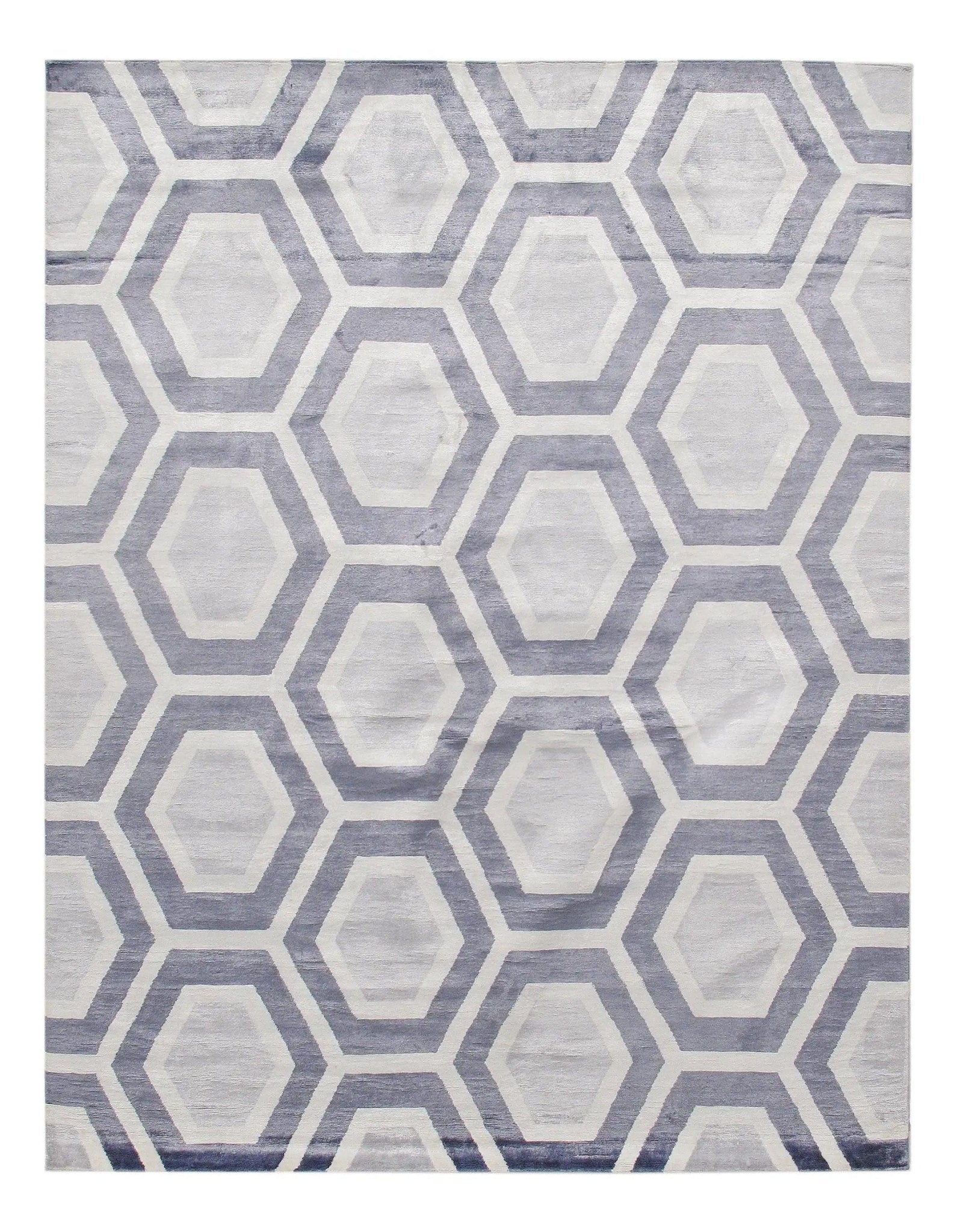 Canvello Gray Color Fine Hand Knotted Modern Rug - 9' X 12'