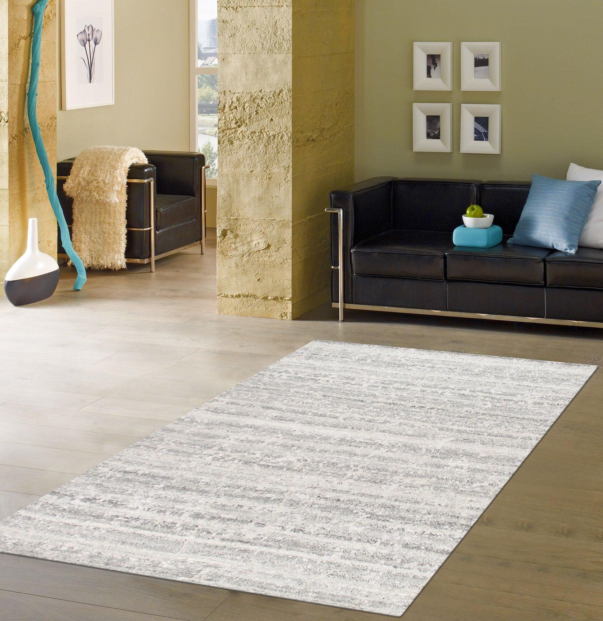 Canvello Modern Hand-Knotted Wool Area Rug- 5' 7" X 8' 6"