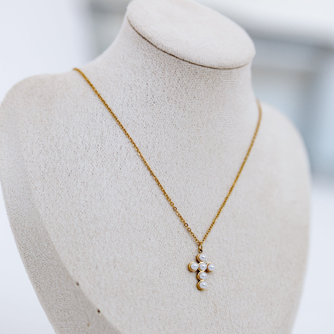 Sophia Pearl Cross Necklace