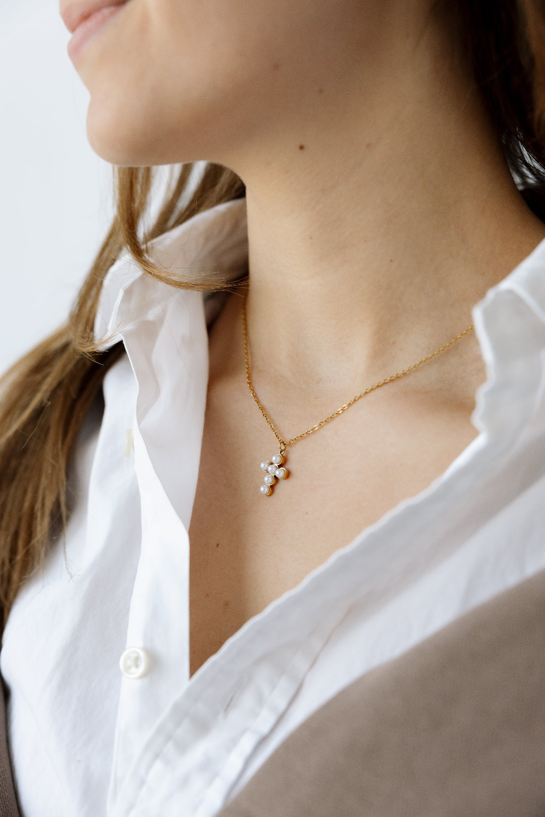Sophia Pearl Cross Necklace