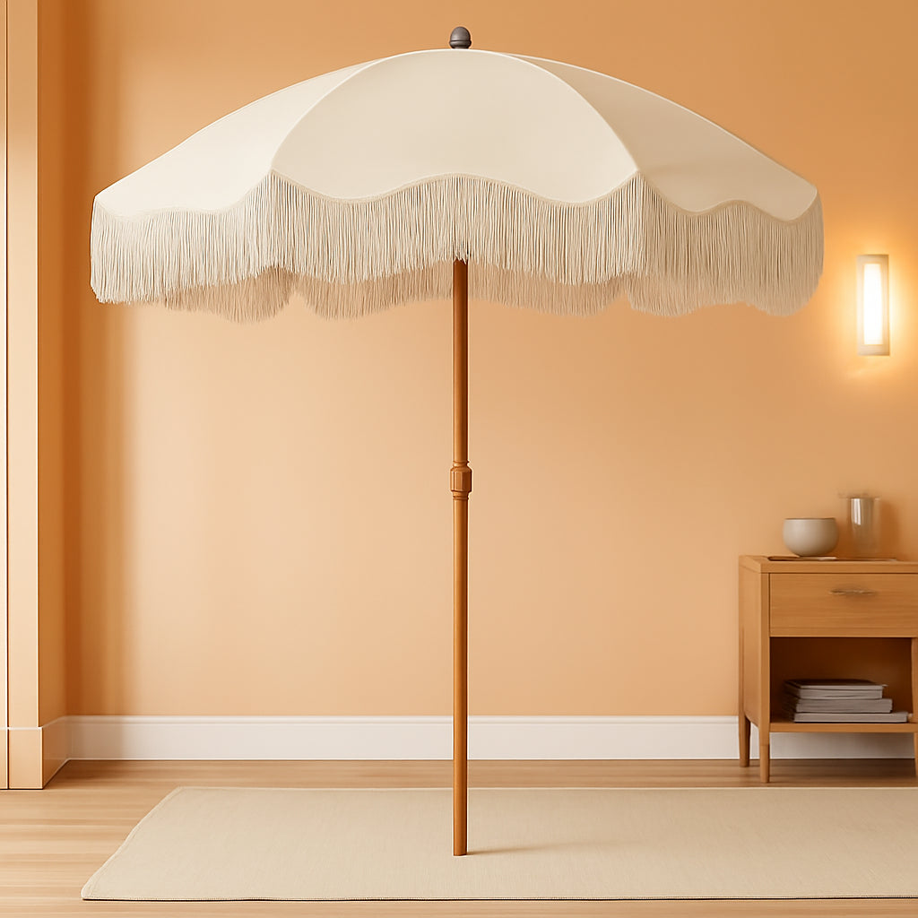 7Ft Boho FringeTasselDecorativeTrim Patio Umbrella UPF50