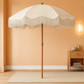 7Ft Boho FringeTasselDecorativeTrim Patio Umbrella UPF50