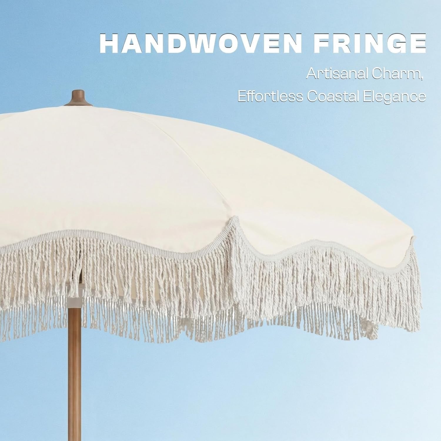 7Ft Boho FringeTasselDecorativeTrim Patio Umbrella UPF50