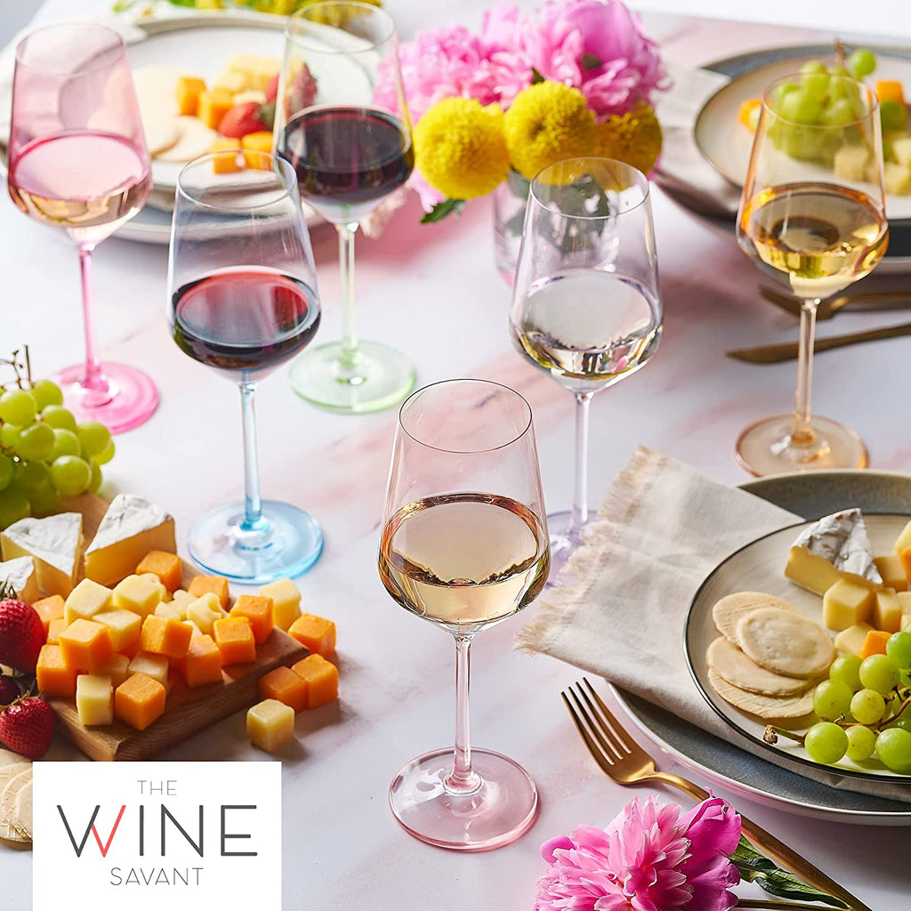 Colored Wine Glasses - Set of 6 Colorful Wine Glasses - 12 oz