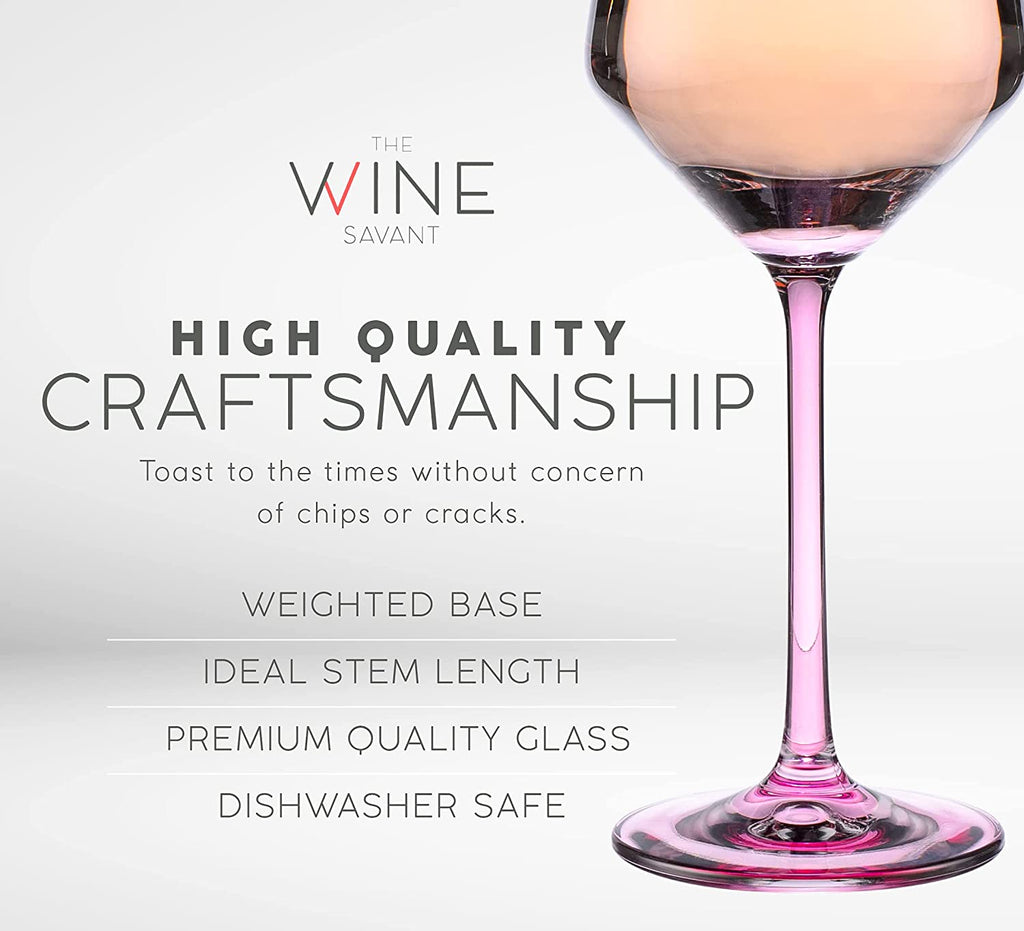Colored Wine Glasses - Set of 6 Colorful Wine Glasses - 12 oz