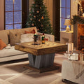 Square Wood Coffee Table 31.5 Inches Walnut Brown Finish