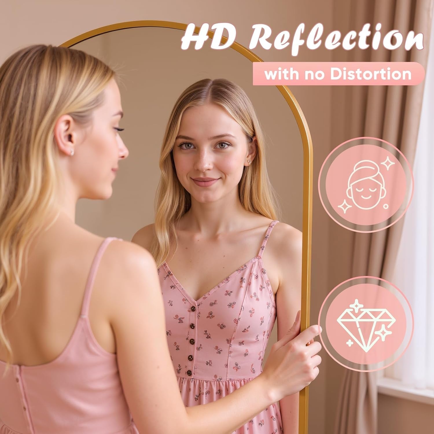 58 Inch Arched Full Length Mirror Gold Frame Standing Floor Mirror