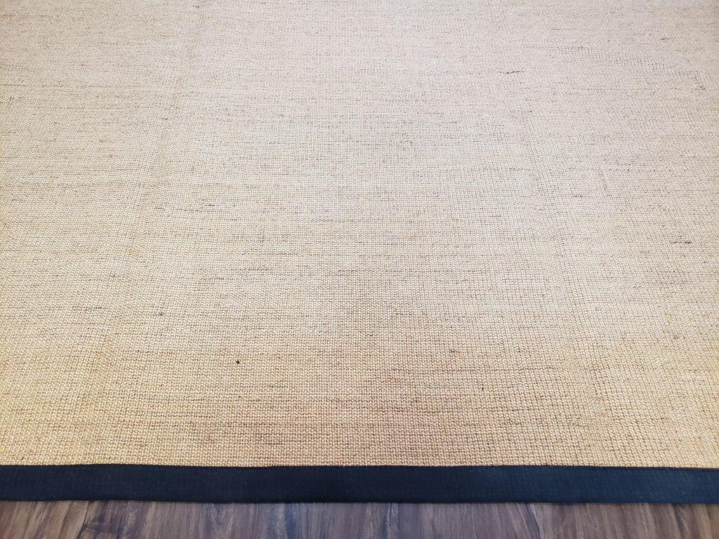 Jute Rug 8x10, Natural Jute Fiber Area Rug, Natural Sisal Area Rug with Black Border, 8x10 Carpet, Solid Jute Rug 8 x 10, Farmhouse Rug