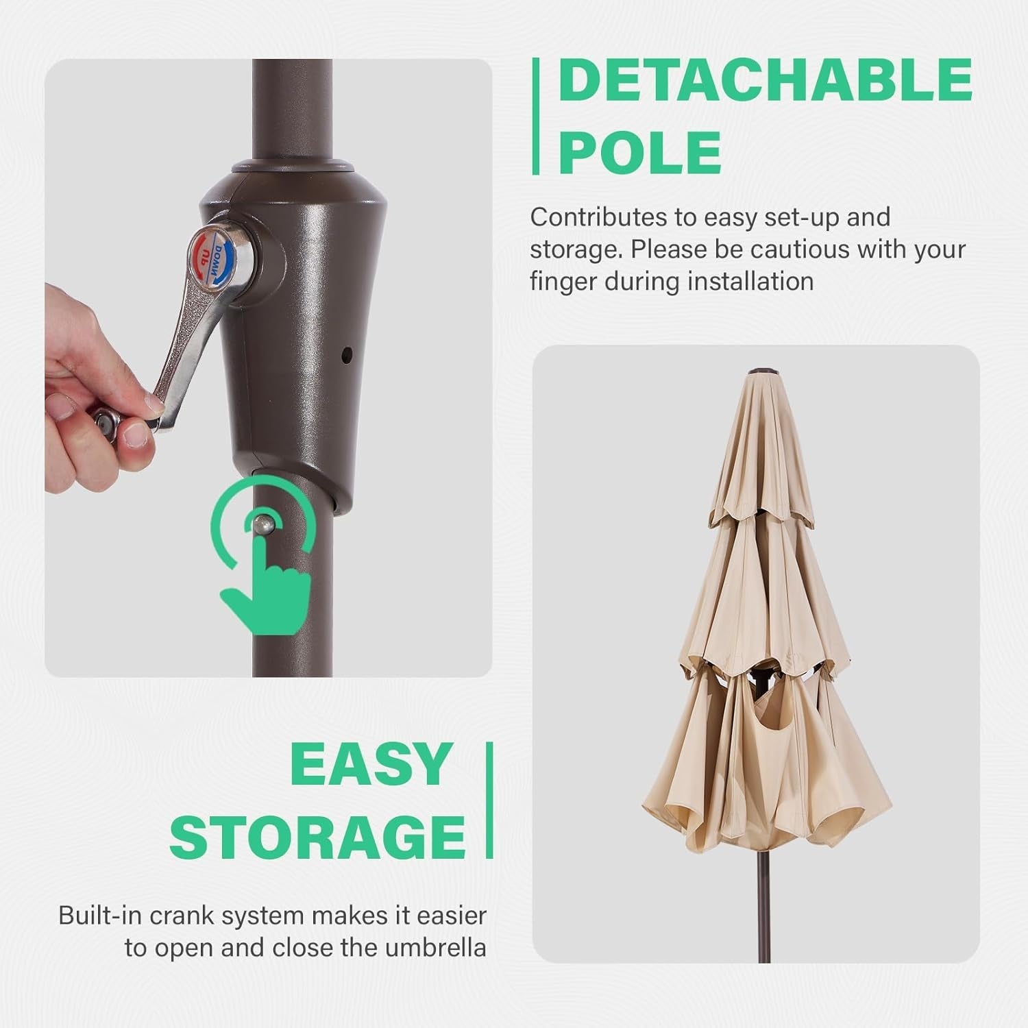 Beige 9Ft AllWeatherUVProtectiveCoated Patio Umbrella