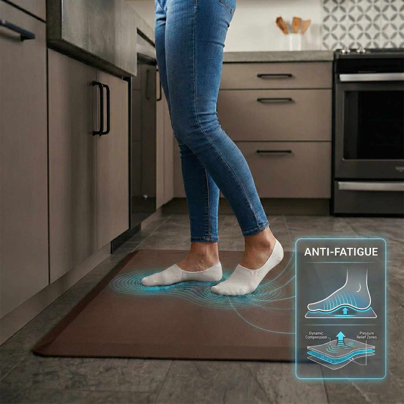 Anti-Fatigue Kitchen Mat, Brown - Clearance