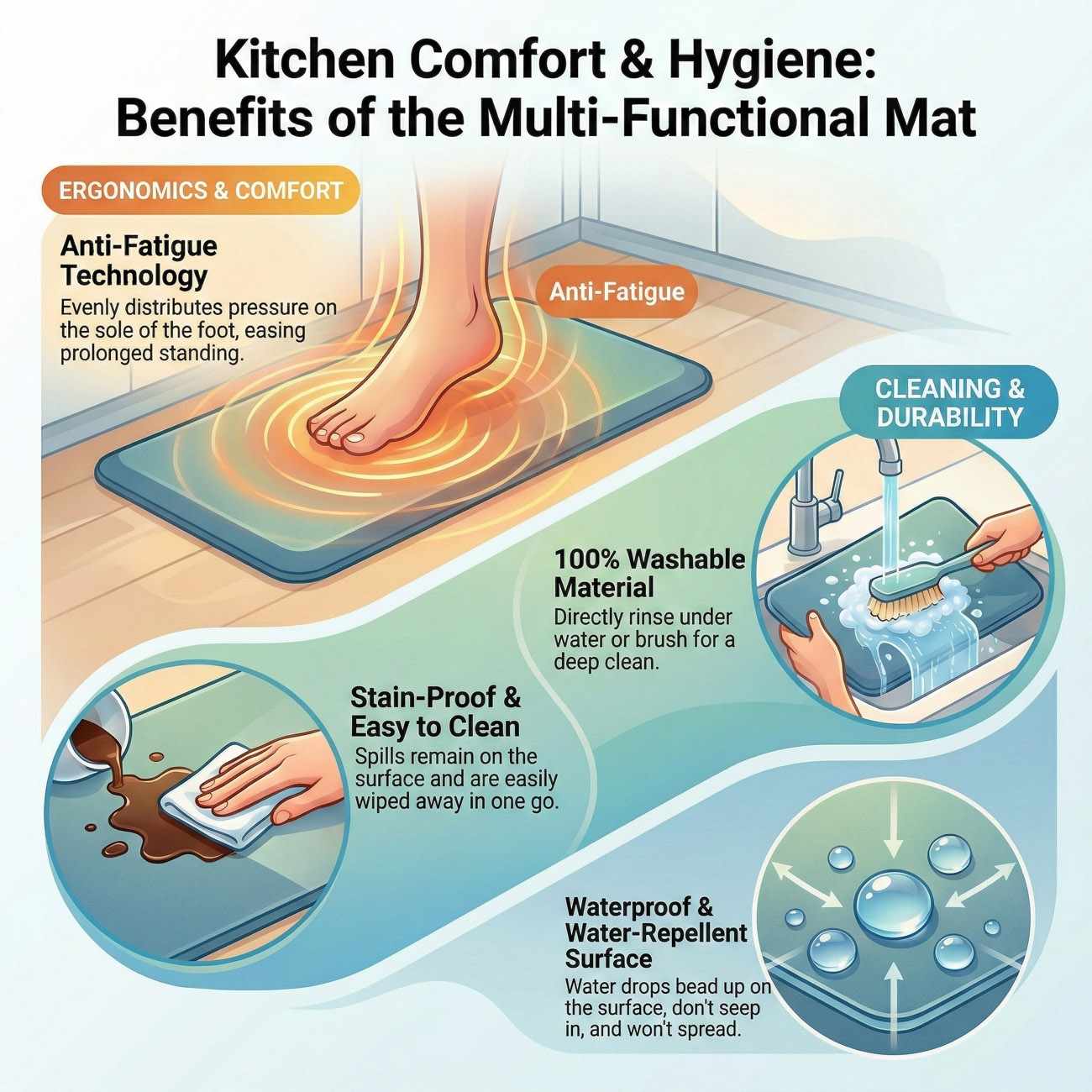 Anti-Fatigue Kitchen Mat, Black - Clearance