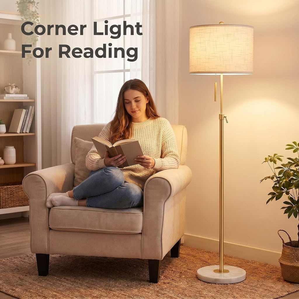 Golden Floor Lamp With Height Adjustable Dimmability