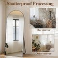 Arched Full Length Mirror 71x26 Inch Floor Standing Black Aluminum Frame