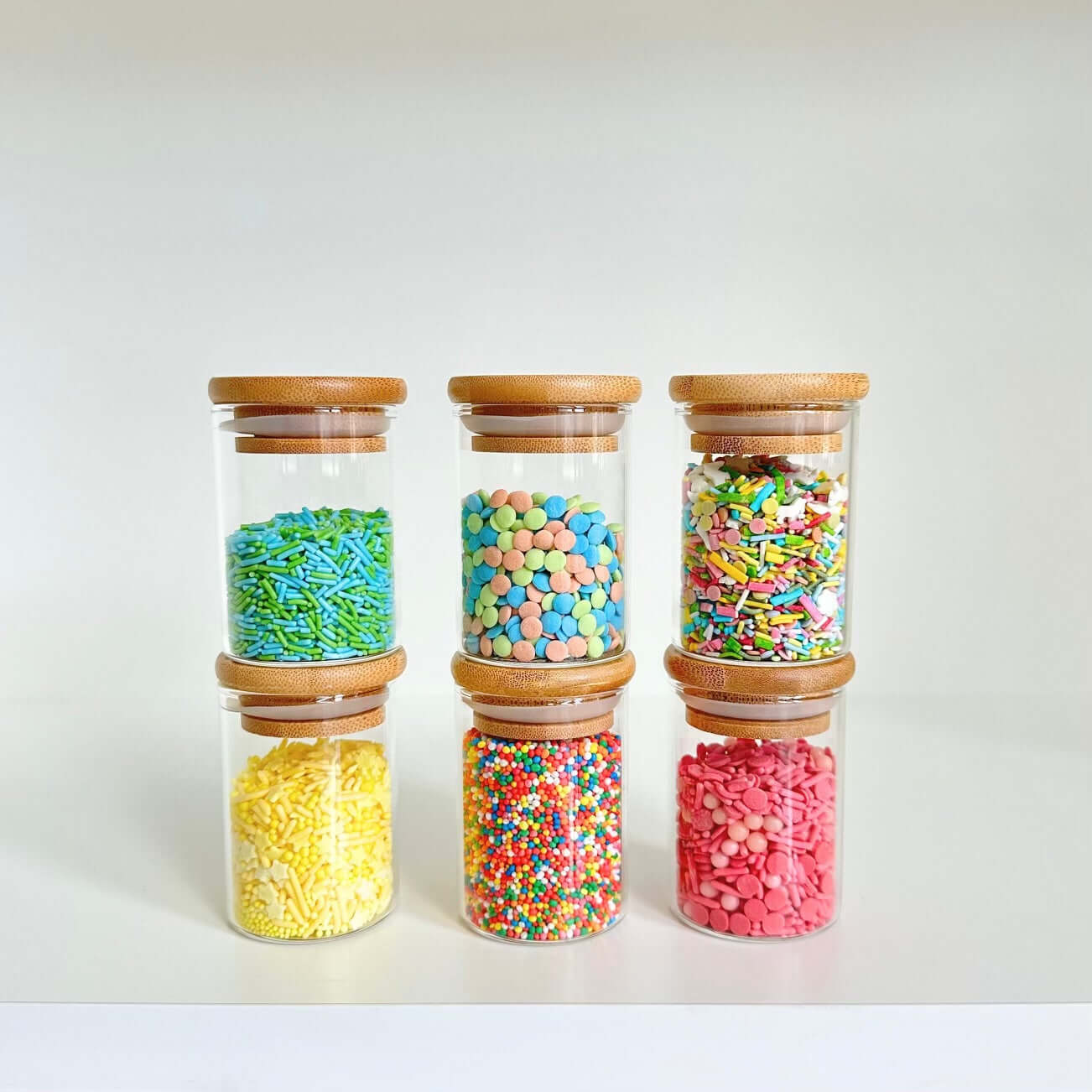 Bamboo Glass Jars Large Pantry Container Set – 24 Pack