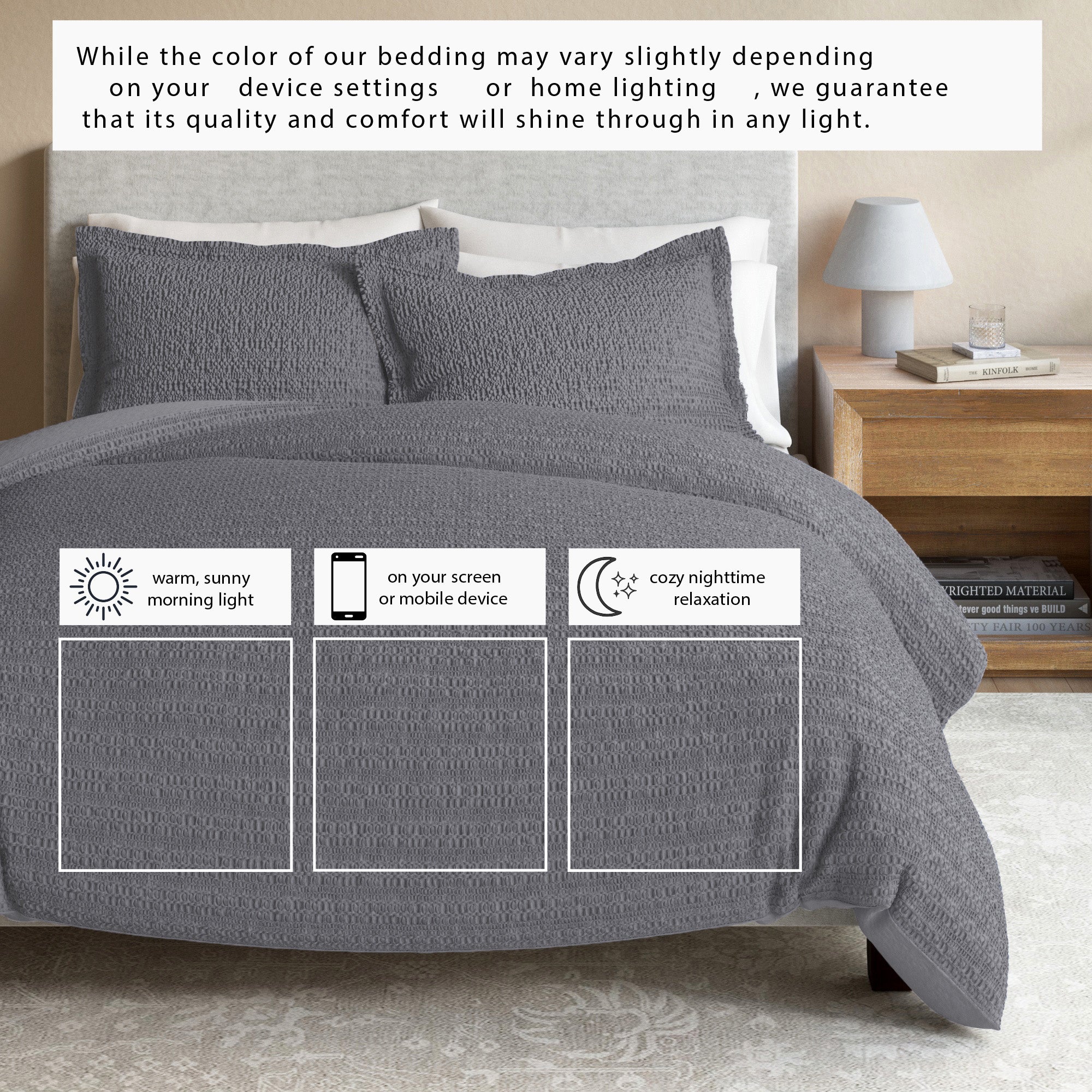 100% Cotton Honeycomb Waffle Duvet Set - Mattea Collection