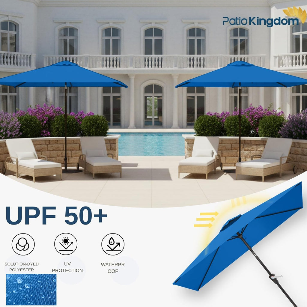 SixPointFiveByTenFeet Rectangular Patio Umbrella TiltUVProtection