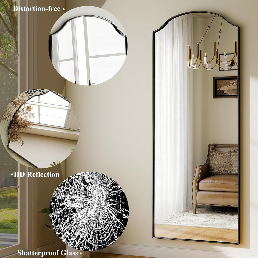 Arched Full-Length Mirror With Scalloped Edges 65-Inch