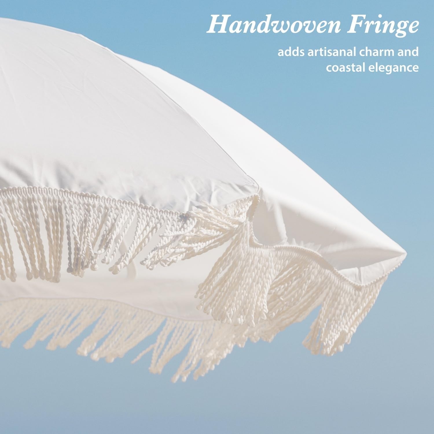 6ft5in Fringe Patio Umbrella AntiqueIvory PushTiltLock