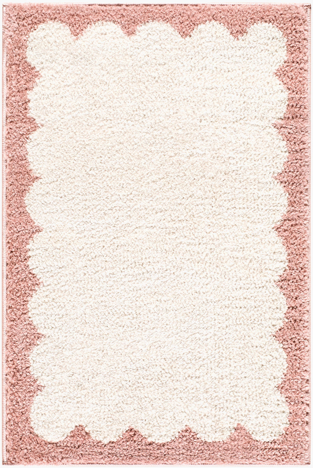 Vopee Ivory Border Machine Woven Polyester Washable Area Rug