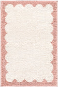Vopee Ivory Border Machine Woven Polyester Washable Area Rug