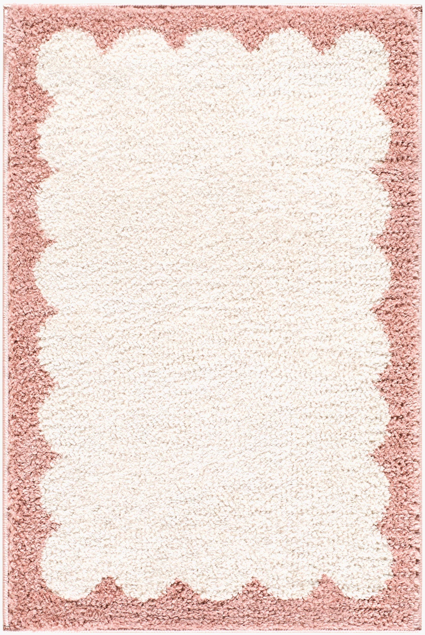 Vopee Ivory Border Machine Woven Polyester Washable Area Rug