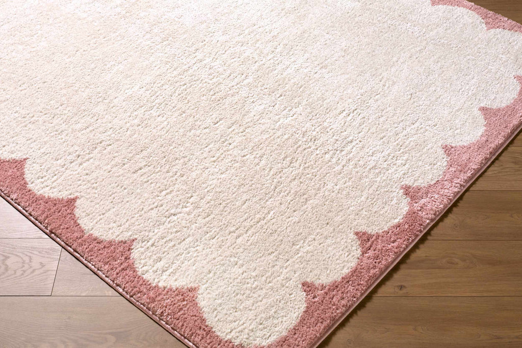 Vopee Ivory Border Machine Woven Polyester Washable Area Rug