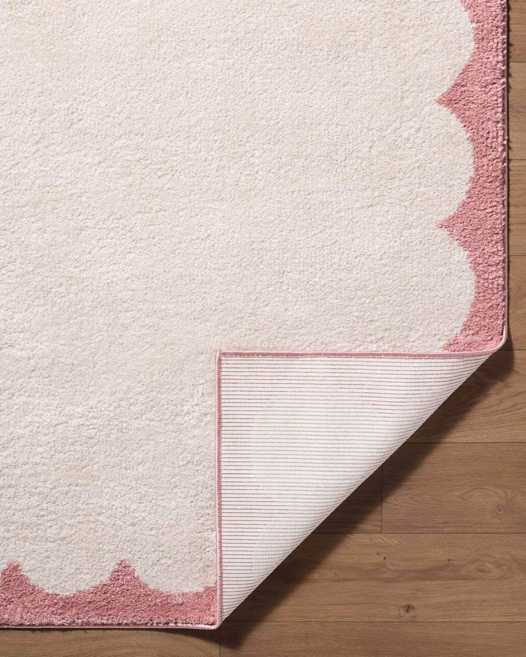 Vopee Ivory Border Machine Woven Polyester Washable Area Rug