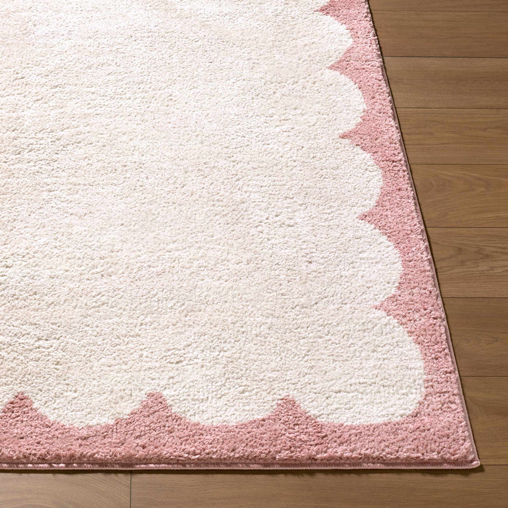 Vopee Ivory Border Machine Woven Polyester Washable Area Rug
