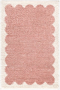 Hera Pink Border Machine Woven Polyester Washable Area Rug