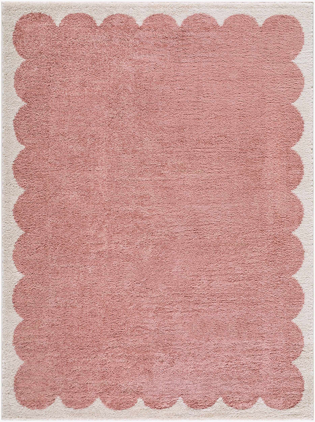 Hera Pink Border Machine Woven Polyester Washable Area Rug